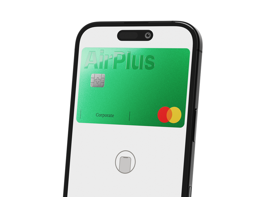 AirPlus Corporate Card shown in a payment wallet on a smartphone.