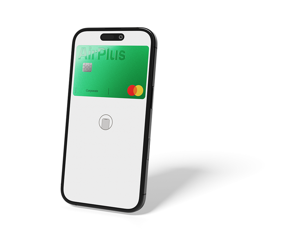 AirPlus Corporate Card in a mobile wallet, ready for contactless payment.