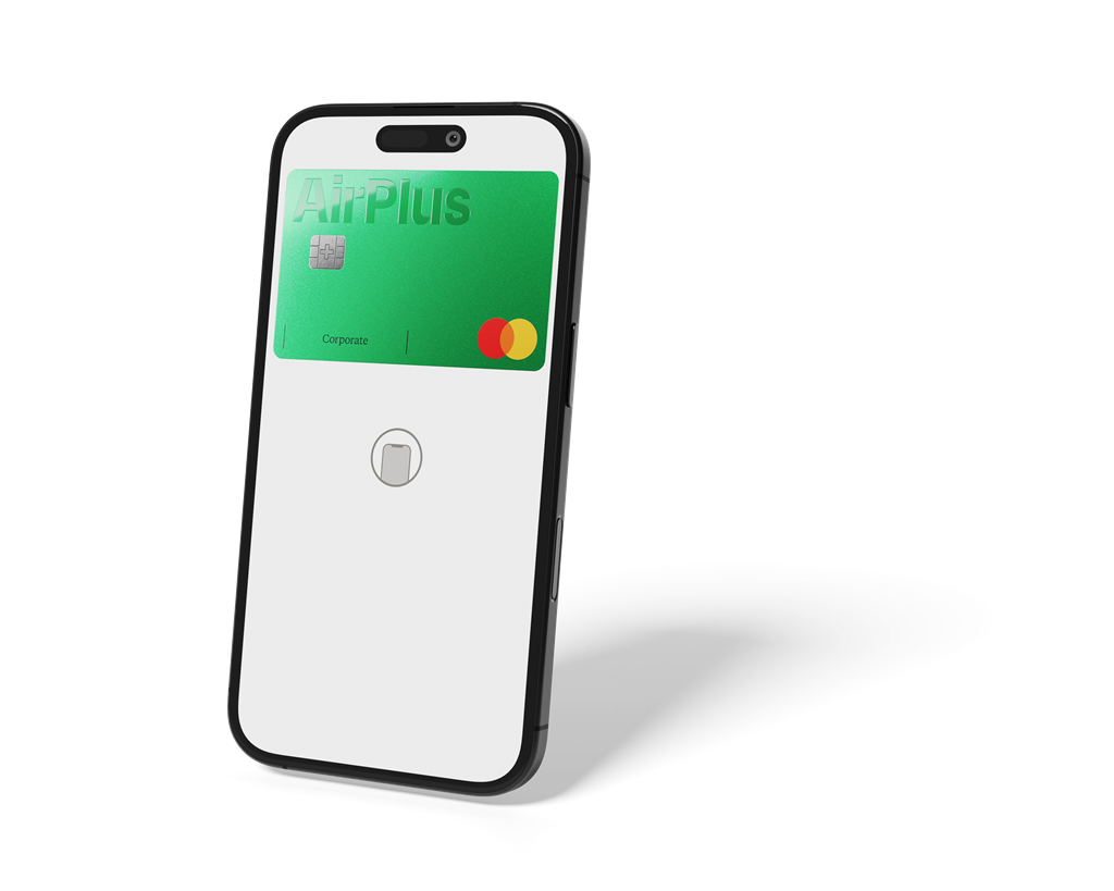 AirPlus Corporate Card shown in a payment wallet on a smartphone.